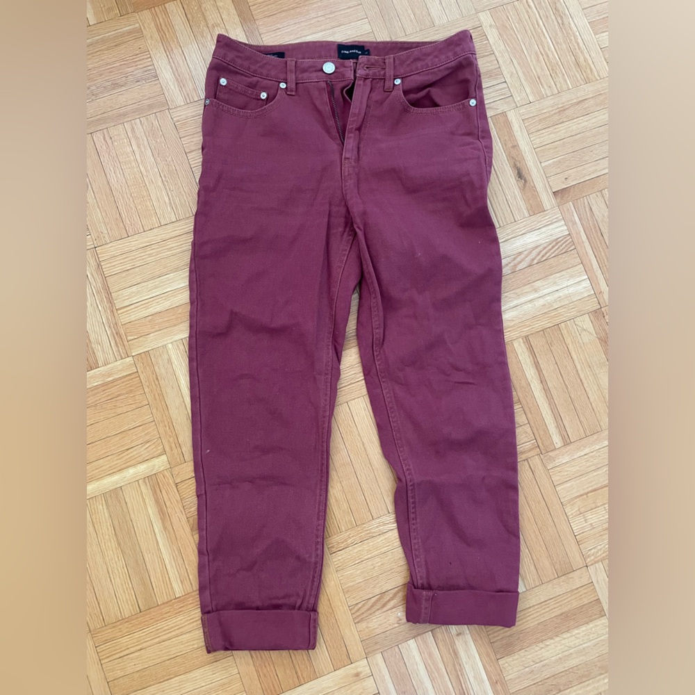 Frank & Oak Maroon Straight Leg Jeans